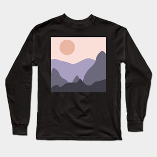 Retro Abstract Mountain and Desert at Dusk Vibes Long Sleeve T-Shirt